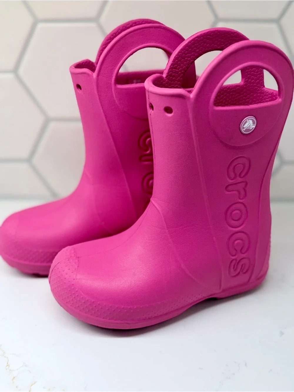 CROCS Kids Handle It Pull-On Rain Boots Pink Size C 13